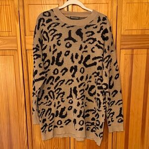 Pretty Garden Leopard Print Sweater - XL